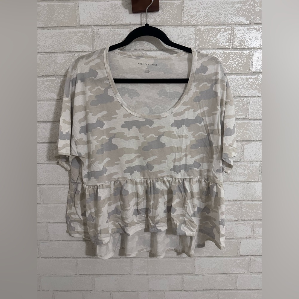 Camouflage babydoll Women Top Size Large #1383